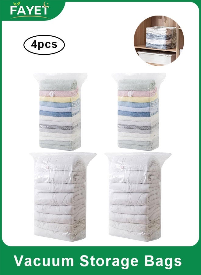 FAYET 4PCS Extra Large Cube Vacuum Storage Bags, Jumbo Space Saver Bags for Comforters, Blankets, Bedding and Clothes (80×100×32cm) - Image 1